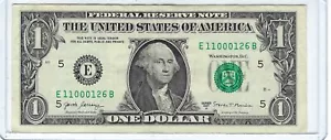 RARA banconota da un dollaro fantasia 2017 LOW SUM SERIAL # $1 E11000126B (11) - Foto 1 di 3