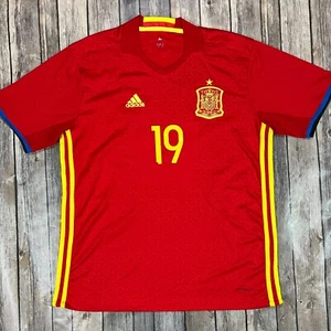 Spain Diego Costa 2016 Euros Adidas Home Jersey Large Mens Red Kit Shirt READ - Picture 1 of 10