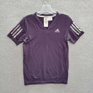 Adidas Girls Activewear Top Medium Purple T-Shirt Clima365 Logo 3 Stripes Tee - Picture 1 of 7