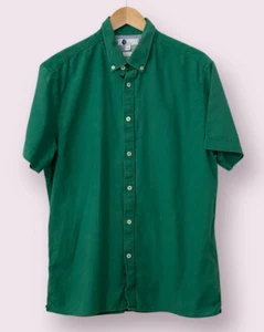 Boden Herren Hemd mit Knopfleiste Grün Leinenmischung Kurzarm Größe L Einfarbig - Bild 1 von 7