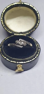 Antique Diamond Engagement Ring Yellow Gold Gorgeous Trilogy ☆ Sale Know on☆ - Picture 1 of 6