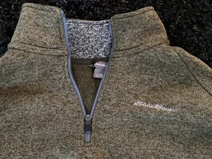 Men’s Eddie Bauer Quarter Zip Green Heather Pullover Sweater Size XXL NWT $60 - Picture 1 of 8
