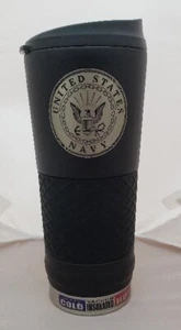 Bicchiere da viaggio stealth in acciaio inox logo navy 24 oz isolato - Foto 1 di 1