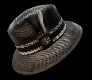 Men's Black Viejo Aztec Lowrider Man  Hat fedora  Rooster feather - Picture 1 of 4