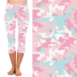 Blue Pink Camouflage Women's CAPRI Leggings Plus Size TC 10-18 - Picture 1 of 2