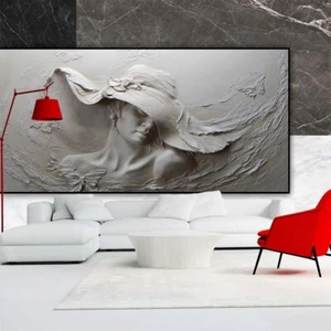 Vlies Fototapete Wandtapete Wandbilder 3D Relief Marmor Frau mit Hut 11586 - Bild 1 von 5