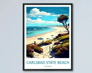 Hanging Home Décor Carlsbad State Beach Gift Art Lovers California Art - Picture 1 of 3