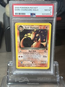 2000 Pokemon Rocket DARK CHARIZARD Holo Unlimited 4/82 PSA 8