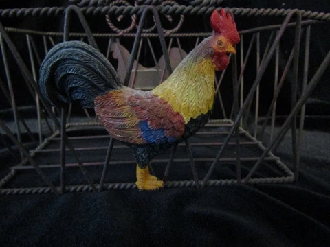 Farmhouse Decor - Napkin Holder - Metal Open Wire Basket With Roosters Cover