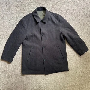 Jos A Bank Coat Mens Large *Flaw* Reversable Wool Blend Jacket Button Close - Picture 1 of 15