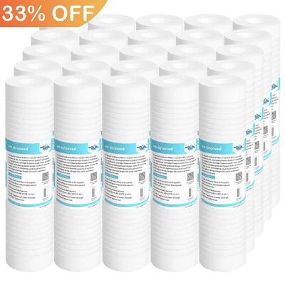 1 / 5 / 0.5 Micron 10"x2.5" Grooved Sediment Water Filter RO Cartridge 1-25 Pack - Image 1 of 4