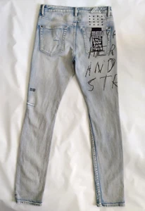 Ksubi Mens Size 31 Chitch Washed Out Royalty Slim Printed Distressed Blue Jean - Picture 1 of 17