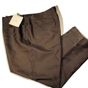 ELISABETH by Liz Claiborne Pants sz 16W Silk Shiny Silver Diamond Print NWT - Picture 1 of 12