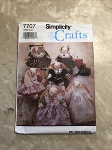 NEW Simplicity 7707 Stuffed 14” Bunny Rabbit w/ Dress Sewing Pattern UNCUT - Picture 1 of 3