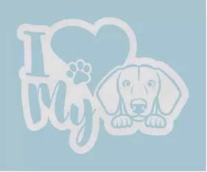 I Heart My Dachshund Dog Vinyl Decal Sticker Car Laptop Phone Pet Love Weiner - Picture 1 of 3