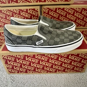 Vans Trainers Men's 5 UK Classic Slip On Monogram Pewter Grey Sneakers 38 EUR - Picture 1 of 12