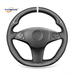 PU Leather Carbon Fiber Steering Wheel Cover for Benz AMG C63 W204 C219 #AEXE - Bild 1 von 12
