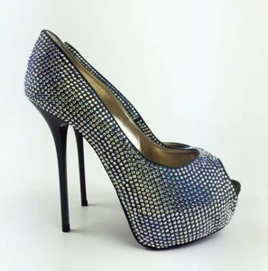 ZAPATOS ITALIA ZAPATOS DE SALÓN ZAPATOS STILETTO PEEP TOE TACONES PLATAFORMA CRISTAL VERDE VERDE 41 - Imagen 1 de 10