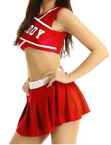 Adult School Girl Cheer Leader Outfits Uniform Crop Tops Pleated Skirts Club - Picture 1 of 63