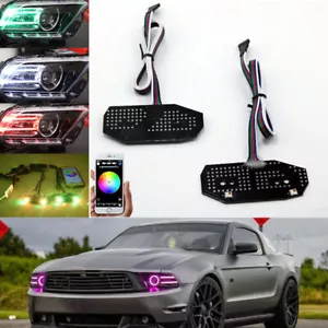 For 2013-2014 Ford Mustang RGBW LED Halo DRL Board Headlight Bluetooth Control - Picture 1 of 6
