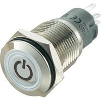 PULSANTE D=16mm CON RING LED BLU 12V ACCIAIO INOX