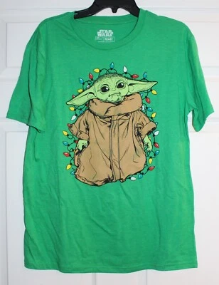 NWT mens size Medium Star Wars Yoda Christmas lights t-shirt New - Image 1 of 2