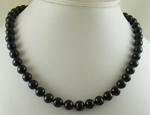 Freshwater Black 8.7mm - 9.8mm Pearl Necklace 14k White Gold 18 1/2" - Picture 1 of 3