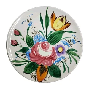 Hand Painted Floral Plate Made in Italy Multi Colored Flowers Vintage 11.5 inch - Picture 1 of 8