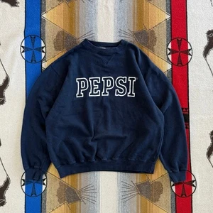 Vintage 90s Pepsi Cola Embroidered Crewneck Sweatshirt Size Medium Blue White - Picture 1 of 6