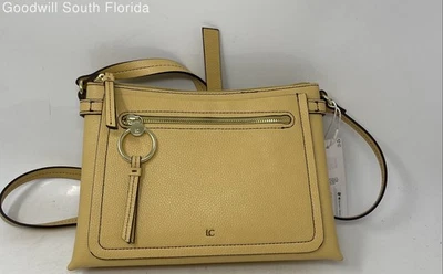Liz Claiborne Womens Yellow Leather Adjustable Strap Crossbody Purse - Image 1 of 4