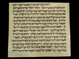 TORAH SCROLL BIBLE MANUSCRIPT FRAGMENT/LEAF 150-200 YRS OLD from europe/Germany - Picture 1 of 7