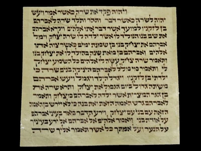 TORAH SCROLL BIBLE MANUSCRIPT FRAGMENT/LEAF 150-200 YRS OLD from europe/Germany - Image 1 of 4