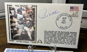 1987 GATEWAY FDC Paul Molitor Hitting Streak Autographed Brewers - Picture 1 of 5