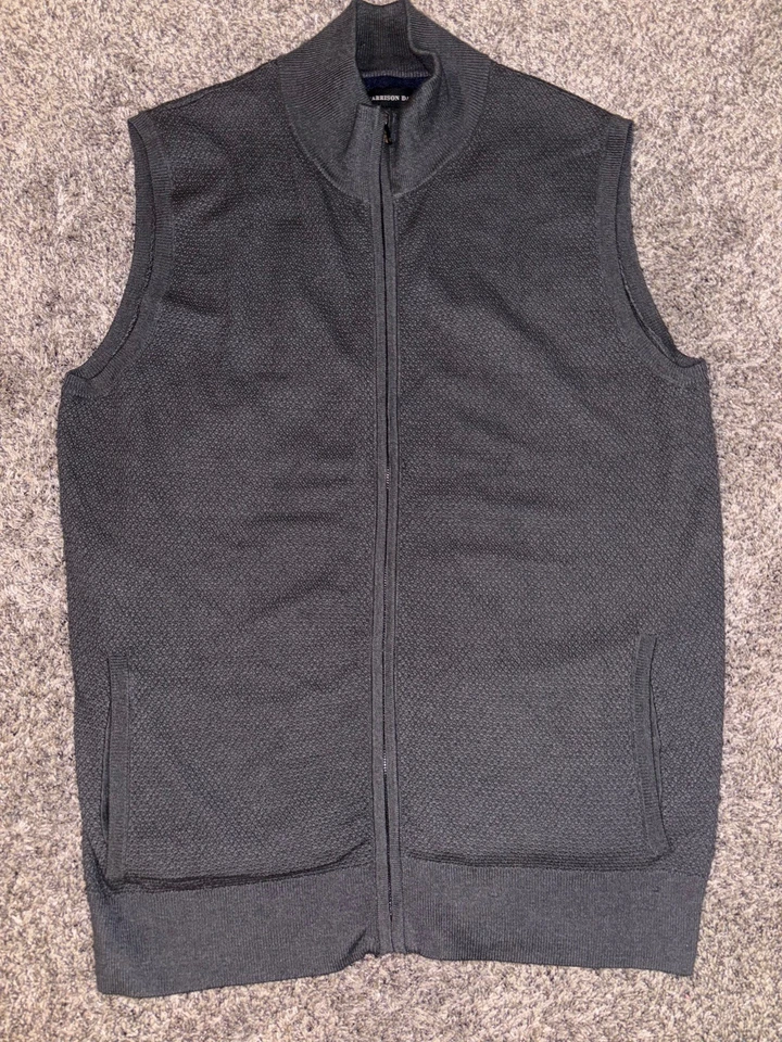 Chaleco de suéter de punto preppy HARRISON DAVIS Workwear para hombre XL Cremallera completa gris Foto 1 de 4