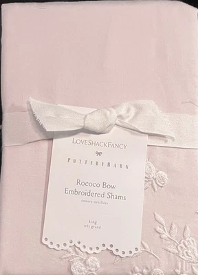 Juego de fundas Pottery Barn Love Shack arco rococó de lujo tamaño KING/2 ¡Rosa sutil! Foto 1 de 4