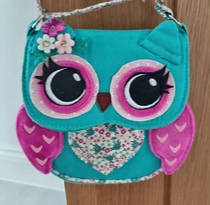 Borsa gufo carina con tracolla regolabile rosa e turchese nuova senza etichette - Foto 1 di 5