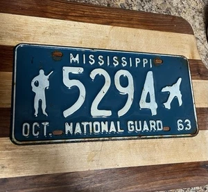 Vintage 1963 Mississippi National Guard License Plate first year issued “Rare” - Picture 1 of 3