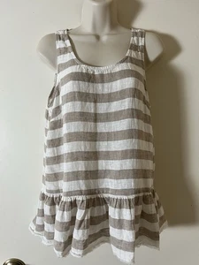 Beachlunchlounge Gr. S Gestreiftes Leinen Baumwolle Tank Top Rüschensaum Ärmellos - Bild 1 von 10