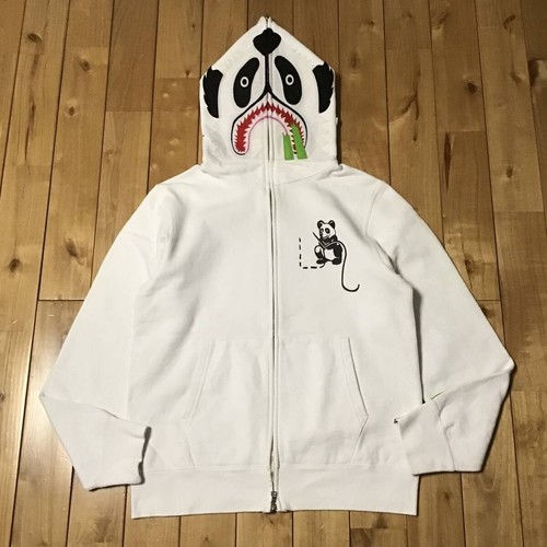 A BATHING APE (BAPE) Felpa con cappuccio Panda taglia M bianca Panda full zip felpa con cappuccio una scimmia da bagno BAPE Ape vape