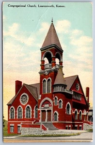 K34/ Leavenworth Kansas Postcard c1910 Congregational Church 102 - Picture 1 of 4