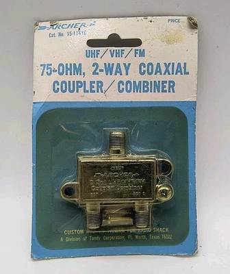 Vintage Archer Radio Shack 75-Ohm 2-Way Coax Coupler Combiner UHF VHF 15-1141C - Image 1 of 4