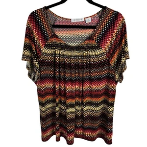 Liz Claiborne Damen Top Bluse Größe 3X Mehrfarbig Druck Kurzarm - Bild 1 von 4