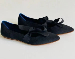 Rothy's Shoes Women’s 6.5 Black The Point Bow-Tie Mary Jane Ballet Flats - Picture 1 of 15