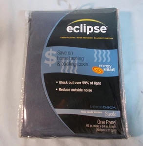 Eclipse Thermaback Blackout Panel Faux Suede Texture Blue 40"W x 84"L - Picture 1 of 2