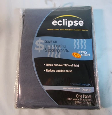 Eclipse Thermaback Blackout Panel Faux Suede Texture Blue 40"W x 84"L - Image 1 of 2
