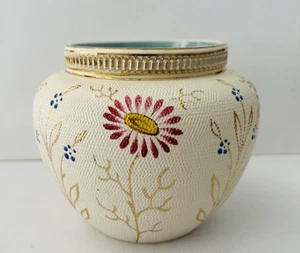Vintage Hand Painted Textured Floral Vase with Gilt Rim – Numbered 1328 - Picture 1 of 5