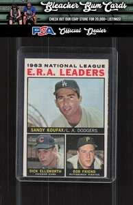 1964 Topps 1 1963 NL ERA Leaders Koufax / Ellsworth / Friend LL - Picture 1 of 2