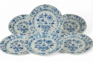 #670 Meissen Porzellan Zwiebelmuster 6 Teller 2. Wahl, 22cm - Bild 1 von 8