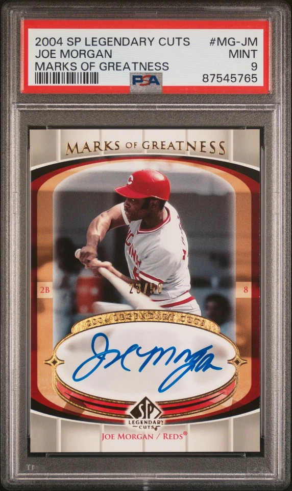 2004 SP Legendary Cuts Marks Of Greatness Joe Morgan 23/50 PSA 9 POP 1 Rare - Image 1 of 2