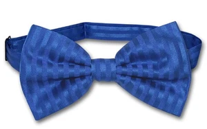 Vesuvio Napoli BOWTie ROYAL BLUE Color Striped Vertical Stripes Mens Bow Tie - Picture 1 of 1